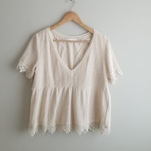 zara crochet and lace blouse L